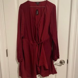 Express silky faux wrap dress